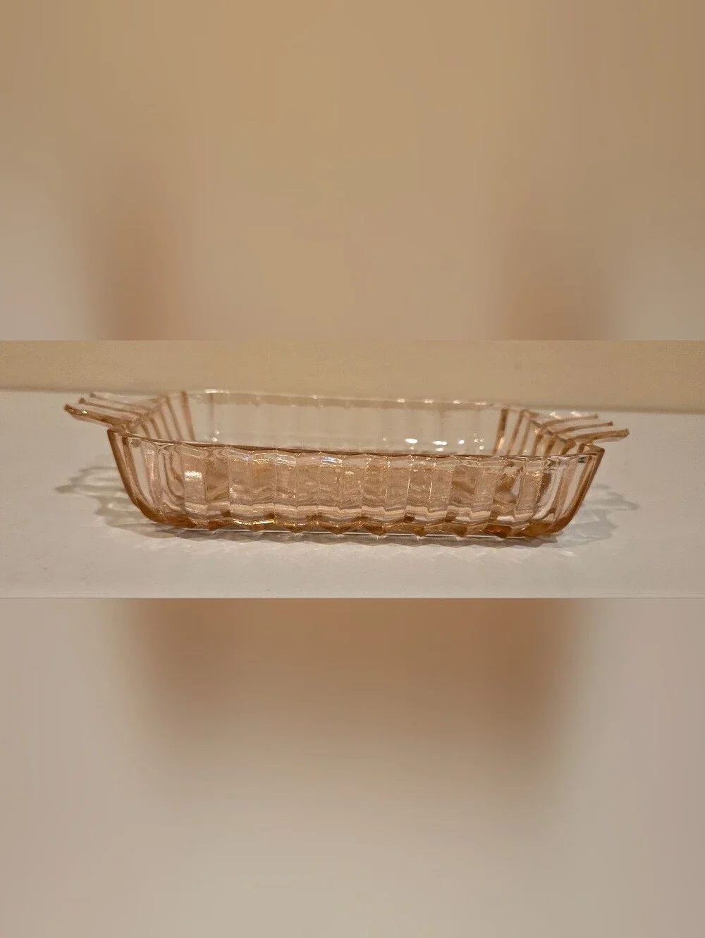 Vintage Jeannette Glass Pink Depression Glass Relish Tray with Handles
